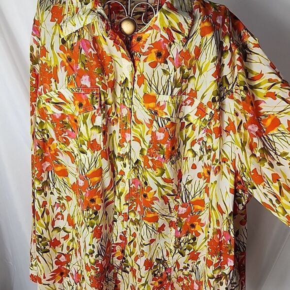 Floral Splash Size 3X Jones New York Button-Up Blouse - Picture 4 of 8